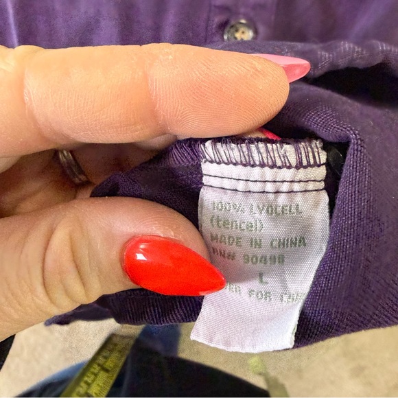 Pulp Women 100% Tencel Lyocell Relaxed Fit Plum Dark Purple Button Down Shirt L - Picture 7 of 8